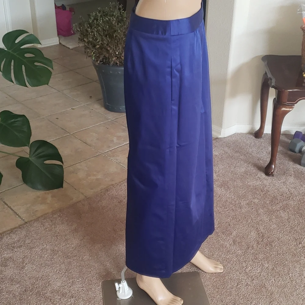 NWT Talbots 6p piercing blue satin maxi party skirt with pockets - Picture 3 of 8